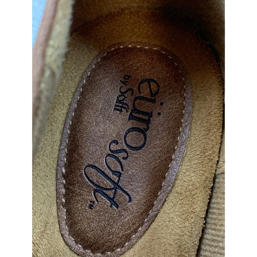 Eurosoft by Sofft Women's 9 Tan Brown Faux Leather Ankle Booties Comfort Shoes